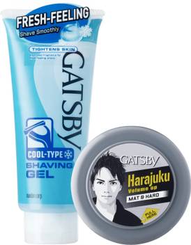 Gatsby Shaving Gel Cool Type 205g With Hair Styling Wax Mat Hard