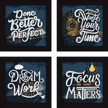 Set Of 4 Motivational Inspirational Quotes Posters Modern Wall