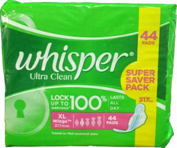 Whisper Ultra Clean Xl Wings 44 Sanitary Pad Buy Women Hygiene Products Online In India Flipkart Com