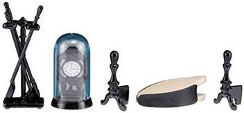 Dollhouse Miniature 1 12 Scale Black Fireplace Accessory Set 1