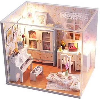 Generic Flever Dollhouse Miniature Diy House Kit Creative Room With Furniture And Cover For Romantic Artwork Gift Blooming Summer Day Flever Dollhouse Miniature Diy House Kit Creative Room With Furniture And