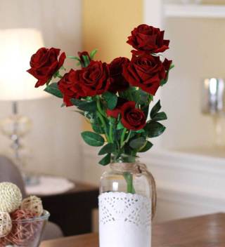 Fourwalls Velvet And Plastic Artificial Velvet Rose Flower Stick Flower Maroon Set Of 2 Maroon Rose Artificial Flower Price In India Buy Fourwalls Velvet And Plastic Artificial Velvet Rose Flower Stick