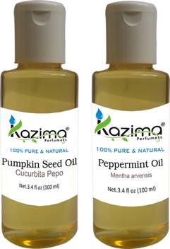 KAZIMA Combo of Pure Pumpkin Seed Carrier oil & Peppermint Oil (Each 100ml ) Ideal for Use in Aromatherapy, Anti Hair Fall Control, Hair Growth and Health Boost Hair Oil - Price KAZIMA Combo of Pure Pumpkin Seed Carrier oil & Peppermint Oil (Each 100ml ) Ideal for Use in Aromatherapy, Anti Hair Fall Control, Hair Growth and Health Boost Hair Oil - Price