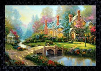 Janki Beautiful Green House Nature Wall Painting Canvas 14 Inch X