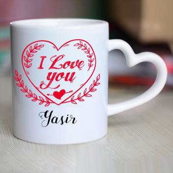 Huppme I Love You Yasir Heart Handle Ceramic Mug Price In India