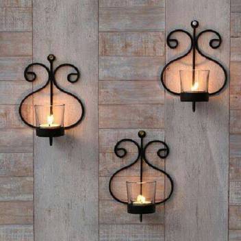 Collectible India Iron Wall Sconce Candle Holder For Home Living