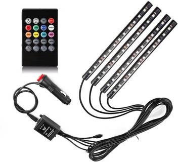auto addict car led strip light 4pcs 48 led dc 12v multicolor music car interior light led under dash lighting kit with sound active function and