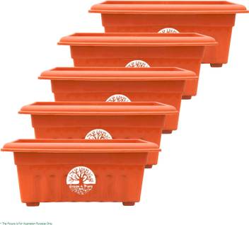 Green And Pure Premium Quality 13 Inch Rectangular Flower Planter Planter Pot Plant Container Set Pack Of 5 Brown Plastic Pots Plant Container Set Price In India Buy