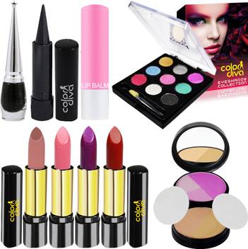 Color Diva Combo With Lipstick Eyeshadow Compact Eyeliner Kajal Lip Balm Price In India Buy Color Diva Combo With Lipstick Eyeshadow Compact Eyeliner Kajal Lip Balm Online At Flipkart Com Long lasting and waterproof 3. inr