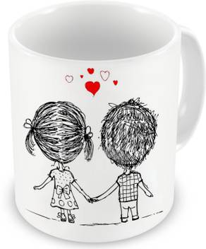Factorywala Cute Romantic Girl Boy Falling In Love Ceramic Mug
