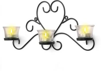 Collectible India Iron Black Wall Sconce Candle Holder Tea Light