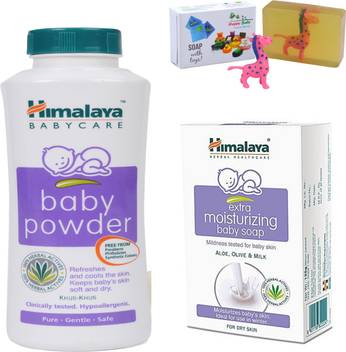 Himalaya Herbals Baby Powder 100g Himalaya Gentle Baby Soap 75g With Happy Baby Luxurious Kids Soap With Toy 100gm Buy Baby Care Combo In India Flipkart Com