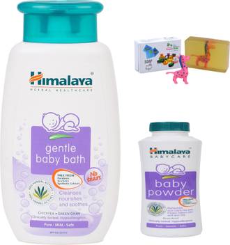 Himalaya Herbals Gentle Baby Bath 400ml Himalaya Herbals Baby Powder 50g With Happy Baby Luxurious Kids Soap With Toy 100gm Buy Baby Care Combo In India Flipkart Com