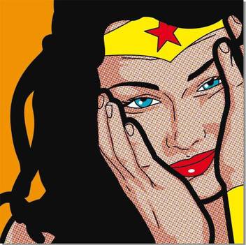 Cute Wonder Woman Pop Art Canvas Painting 12 X 12 Inch Stretched