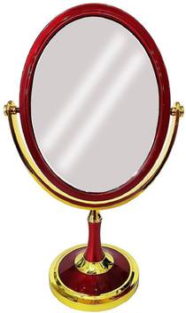 Confidence Golden Maroon Fancy Mirrors For Make Up And Home Decorations 7x Magnification Tabletop Shaving Makeup Vanity Mirror Round Shaped Double Sided Mirror Normal Zoom Image Mirrors Living Room Price