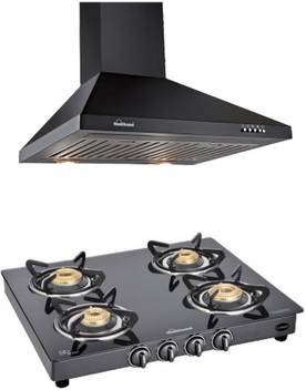Sunflame Classic 4 Burner Bk Gas Stove And Venza Bk 60 Ss Bf 1100 M3 Hr Combo Wall Mounted Chimney Price In India Buy Sunflame Classic 4 Burner Bk Gas Stove And