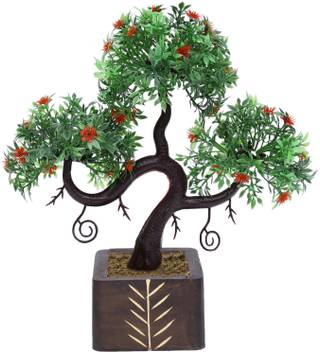 Random S Shaped Artificial Bonsai Tree With Small Green Leaves And Red Flowers Bonsai Wild Artificial Plant With Pot Price In India Buy Random S Shaped Artificial Bonsai Tree With Small