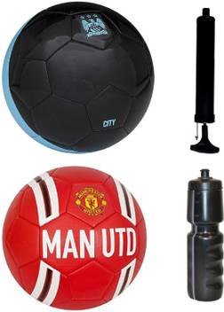 Akshmall Combo Of City Black Blue Manchestor United Man Utd Red White Football Size 5 With Air Pump Sipper Football Kit Buy Akshmall Combo Of City Black Blue Manchestor United Man Utd