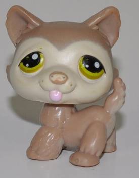 Littlest Pet Shop Husky 358 Tan Green Eyes Retired
