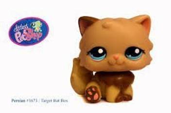 Littlest Pet Shop Persian Cat 1673 Rare Blue Eyes Cream Brown