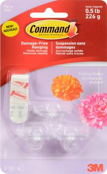 3m Command Party Ceiling Hooks 3 Hooks And 4 Foam Strips