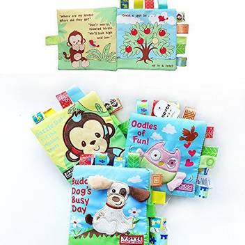 Sealive Soft Fabric Baby Cloth Books 3 Pack Cute Animal Reading