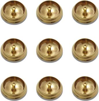 Lotusfeet Spirituality Traditional Brass Kubera Nanda Puja Diya Lamp Pooja Item Set Of 9 Diya Lamps With 18 Cotton Wicks Thiri 100ml Oil Brass Table Diya Set Price In India Buy Lotusfeet Spirituality