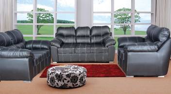 Cloud9 Viviana Three Seater Sofa Set Leatherette 3 2 1 Black Cloud9 Viviana Three Seater Sofa Set