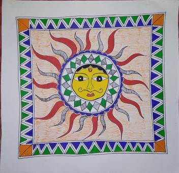 Mithila Painting Mpnishi03 Acrylic 1 Inch X 28 Inch Painting Price