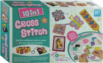 X2 Dog Flower Cross Stitch Kit Kid Girls Art Craft DIY Sewing Learning Gift Toy
