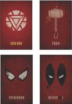 Marvel Superheroes Logo Set Of 4 8 Inches X 12 Inches 300 Gsm High Quality Paper Print Poster Photographic Paper Comics Posters In India Buy Art Film Design Movie