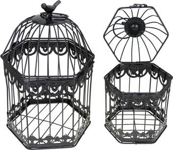 Zevora Home Decorative Bird Cage With Hanging Iron Tealight Holder