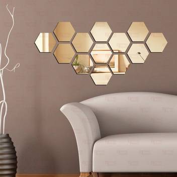 Best Decor Extra Large Hexagon Golden Pack Of 14 Code 33 Acrylic