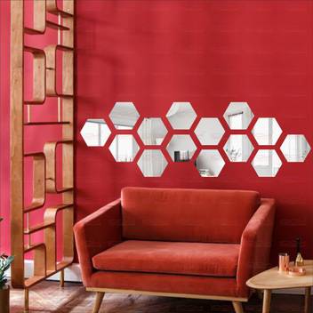 Look Decor Extra Large Hexagon Silver Pack Of 14 Acrylic Sticker