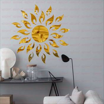 Look Decor Extra Large Sun Flame Golden Pack Of 25 Acrylic Sticker 3d Acrylic Sticker 3d