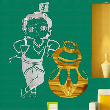 Look Decor Extra Large Makhanchor Silver Krishna Golden Matki