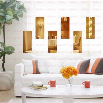 Look Decor Extra Large Frame Golden Pack Of 6 Acrylic Sticker 3d