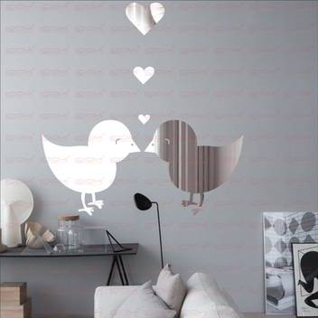 Look Decor Extra Large Loving Birds Silver Pack Of 5 Acrylic
