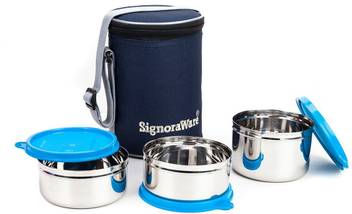 Flipkart Com Signoraware Executive Stainless Steel Lunch Box Set Set Of 3 3 Containers Lunch Box