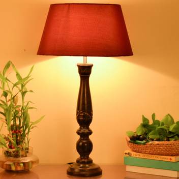 Homesake Floral Carved Black Wood Table Lamp With Red Shade Table Lamp Price In India Buy Homesake Floral Carved Black Wood Table Lamp With Red Shade Table Lamp Online At Flipkart Com