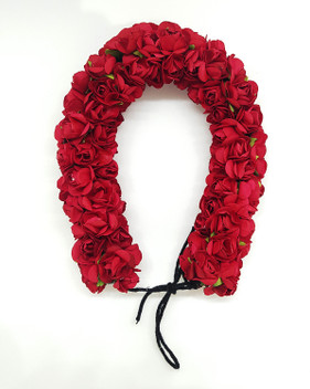 red flower hair garland