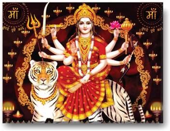 Giftsmate Shri Mata Vaishno Devi Canvas Wall Paintings Hangings For Home Decor Religious Spiritual Hindu Navratras Diwali Gifts 18x18 Inches Canvas 1 Inch X 18 Inch Painting Price In India