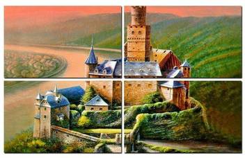 Little Jaipur Ancient 4 Panel Wall Art Painting With Uv Coating