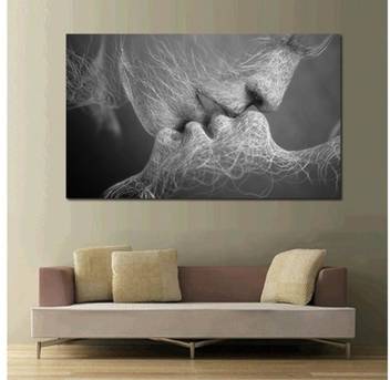 Awesome Quality Fashion Black White Love Kiss Abstract Art On