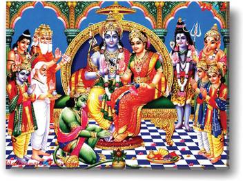Giftsmate Lord Rama Darbar Ram Sita Hanumana Lakshman Canvas Wall