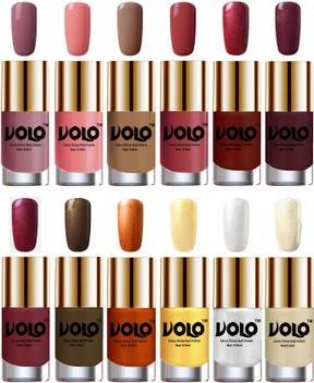 Volo Luxury Super Shine Nail Polish Set Of 12 Vibrant Shades Dark Nude Lava Lust Shimmer