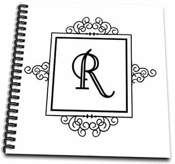 3drose Initial Letter R Personal Monogrammed Fancy Black White Typography Elegant Stylish Personalized Memory Book 12 By 12 Inch Initial Letter R Personal Monogrammed Fancy Black White Typography Elegant