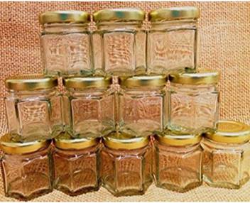 Satyam Kraft Mini Hexagon Glass Jar And Container 45 Ml With Rust