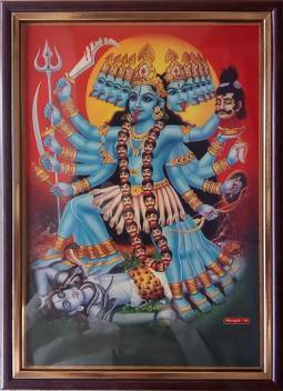 Art Collection Maa Kali Mata Ji Golden Print Ink 9 2 Inch X 12 6