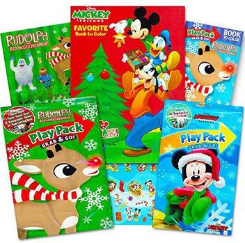 Generic Disney Mickey Mouse Christmas Coloring Books Super Set With Crayons Kids Toddlers 2 Books 8 Crayons Over 50 Stickers Disney Mickey Mouse Christmas Coloring Books Super Set With Crayons